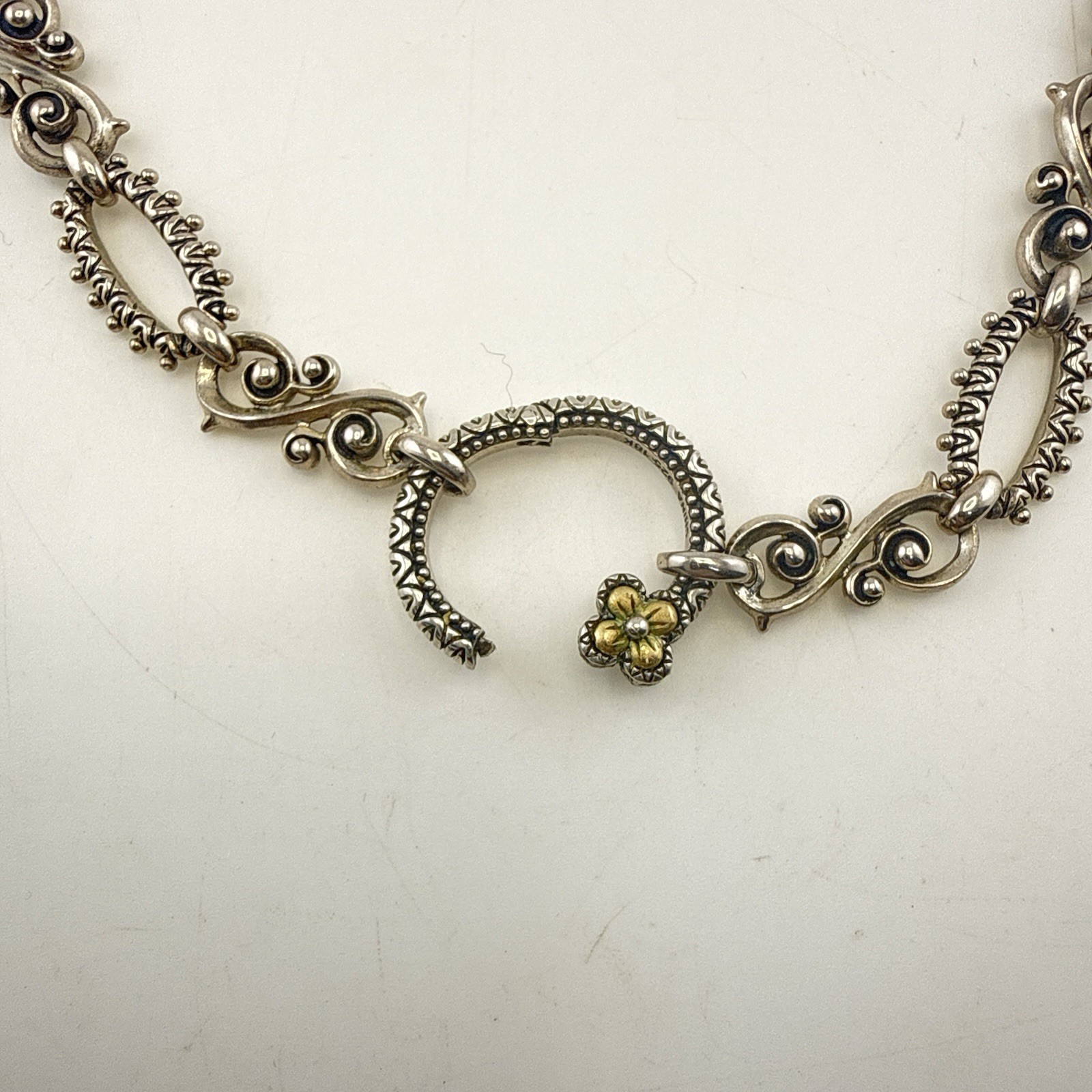 Barbara Bixby Necklace 18K Gold Sterling Silver Connector Ornate Chain Link 50g