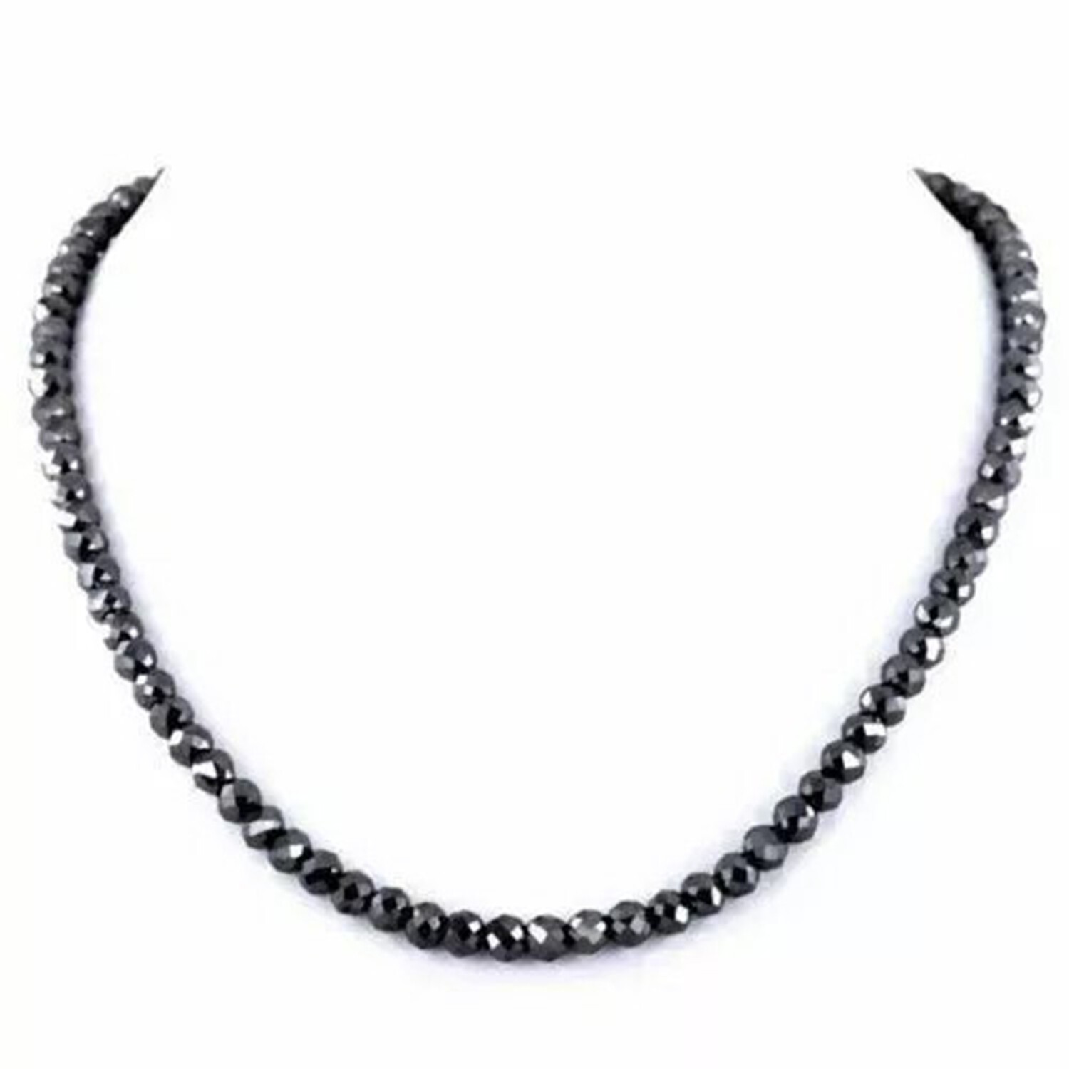 Jet Black Round Diamond Necklace 168Ct 925 Sterling Silver Birthday Gift