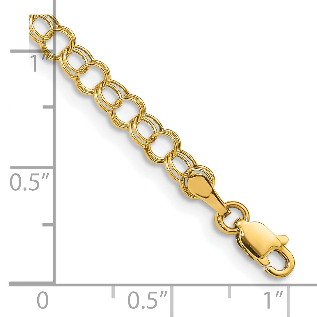14k Hollow Double Link Charm Bracelet DO350