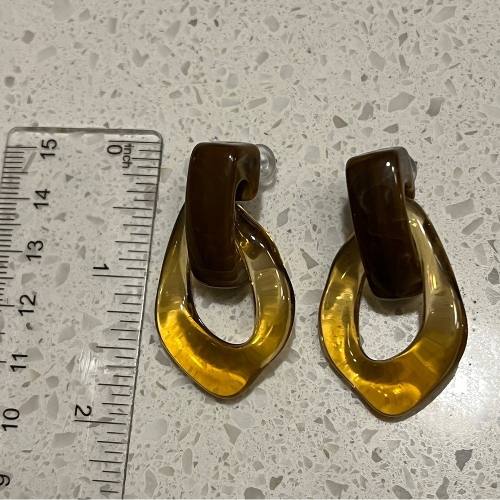 Transparent coffee brown Drop GeometricDangle Earrings