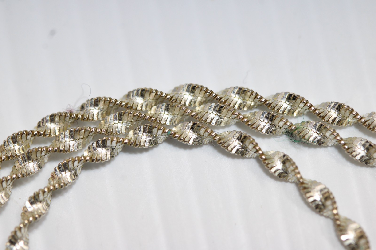 925 Sterling Silver Vintage Twisted Ribbon Rope Chain Necklace 24″ #236