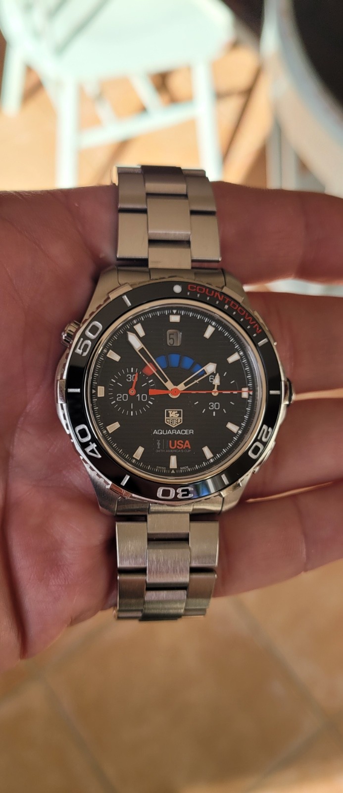 New Tag Heuer CAK211B Mens Aquaracer Automatic Watch Calibre Black Blue Team USA