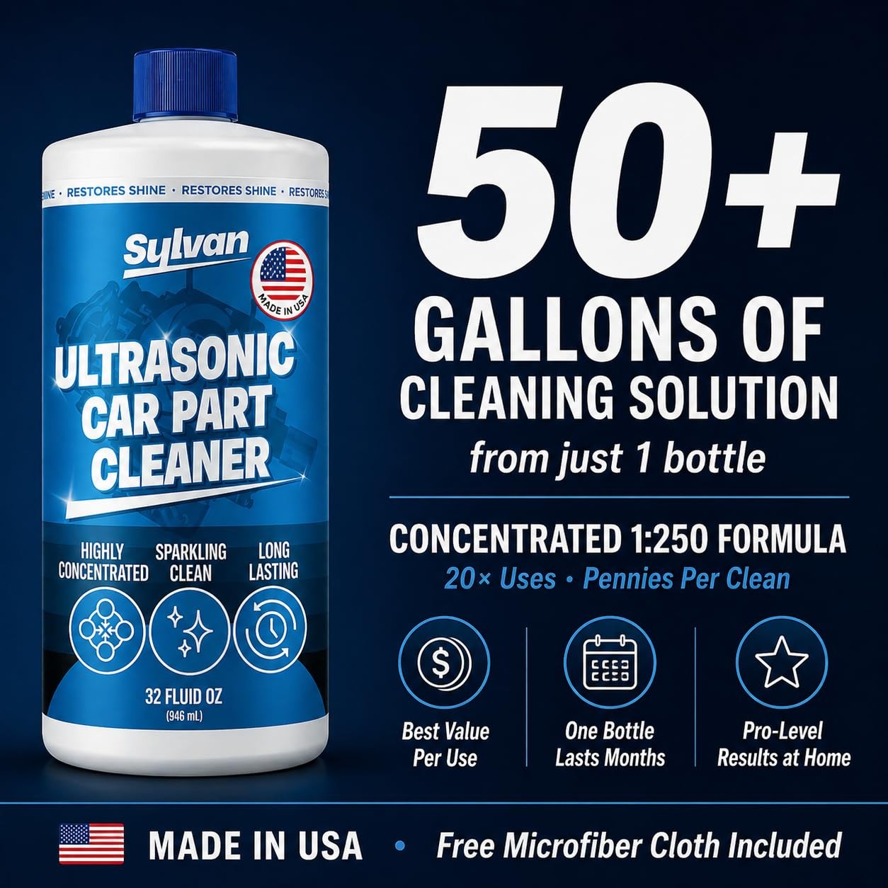 32 Oz. Ultrasonic Carburetor & Parts Cleaner Solution