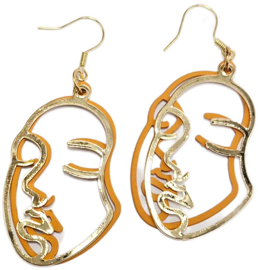 Modern Face Outline Earrings – Artistic Line Art Dangles, Contemporary Jewelry 2