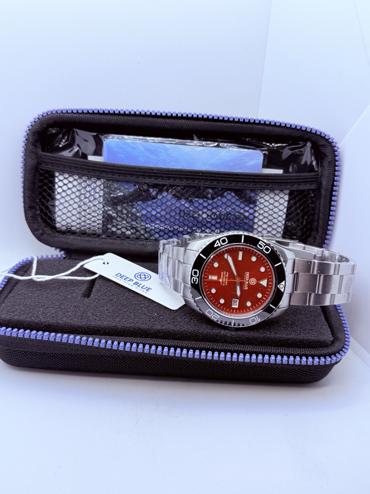 Deep Blue PRO DIVER 200 42.5MM AUTO DIVE WATCH-RED -NEW‼️