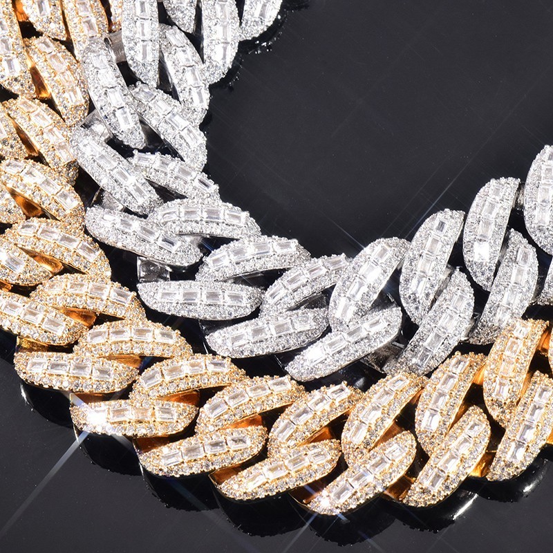5AAA+ CZ Ice Out Hop Hip Miami Cuban Chain Necklace 14k Real Gold Plated 20MM