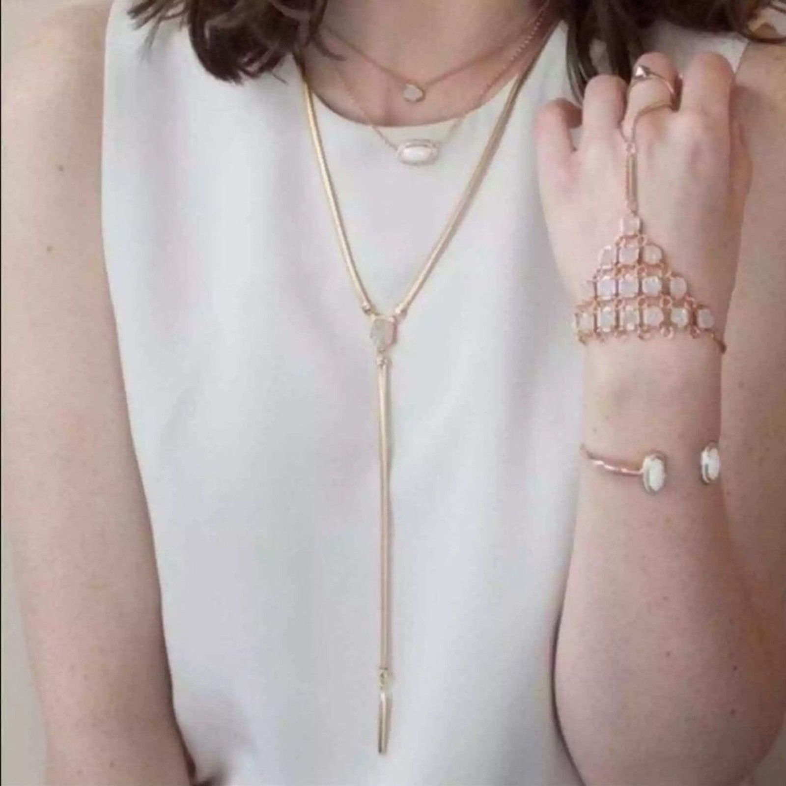 KENDRA SCOTT STARLA LONG Y NECKLACE IRIDESCENT DRUSY STONE