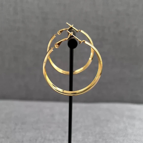 Gold Filled Hoop Earrings Set Diamond Cut Polished Lightweight for Women