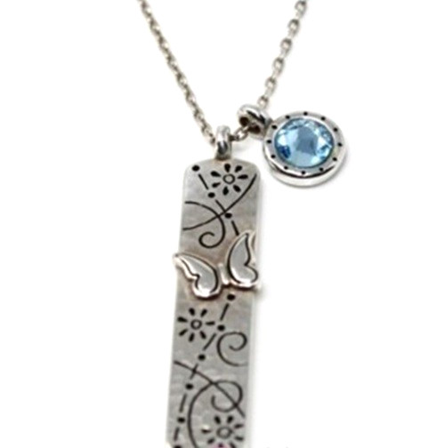 NWTag Brighton EVERY LITTLE THING BLISS Butterfly Silver AQUA Crystal Necklace