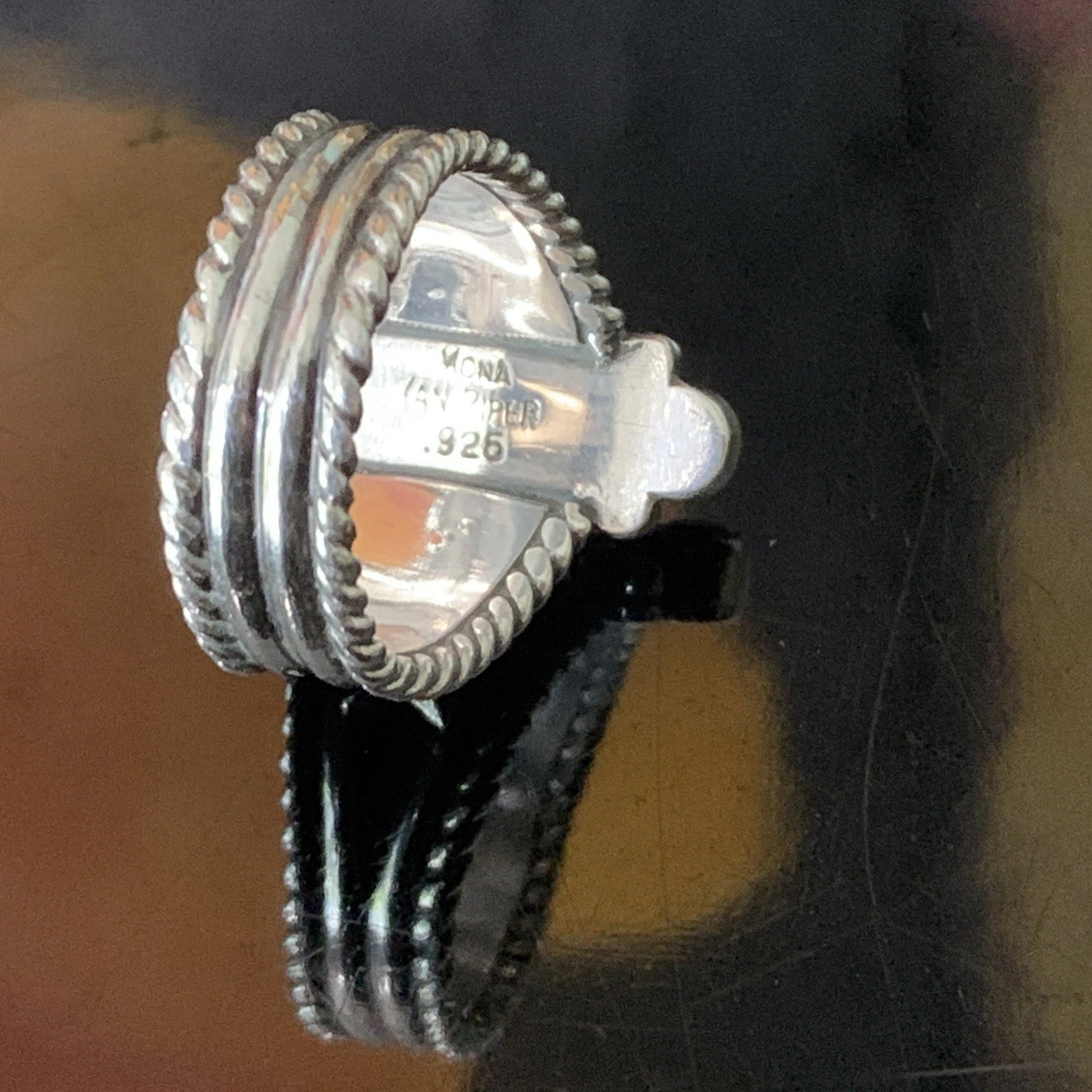 Artist Mona Van Riper Turquoise & Topaz Sterling Silver Ring Southwestern Ring
