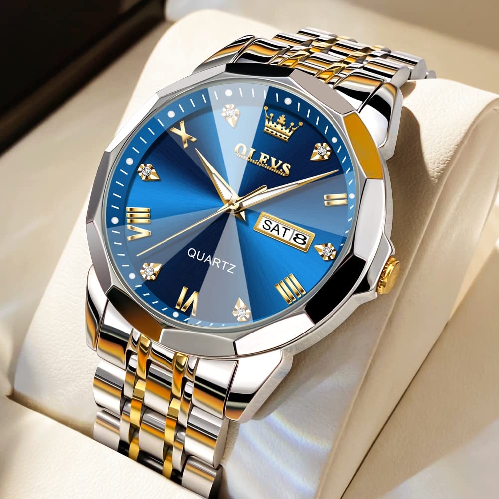 OLEVS Watch for Men Diamond Business Steel Waterproof Luxury Casual Wrist Watch