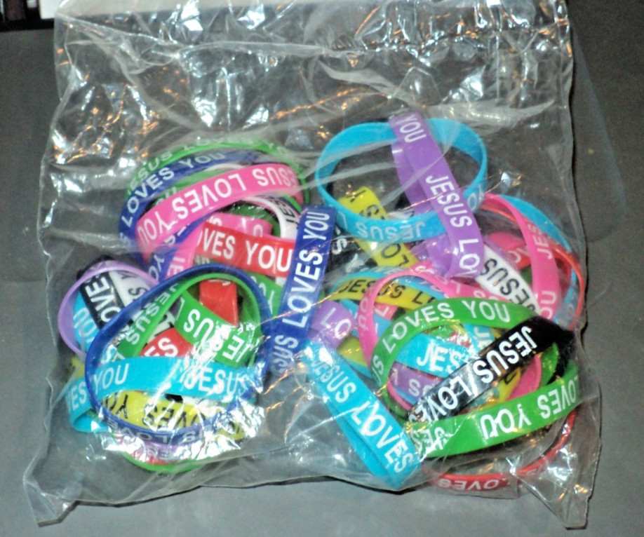 JESUS LOVES YOU Silicone Bracelets: BRAND NEW SEALED: Wristbands for All Ages