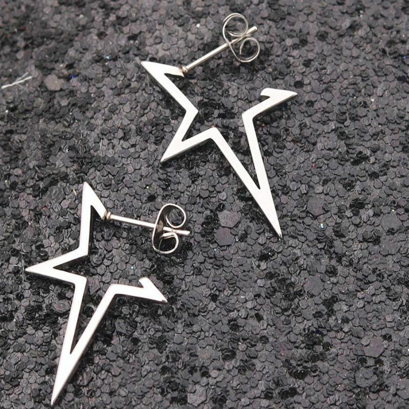 Stainless Steel Star Earings Punk Stud Earrings Pentagram Earring Womens Jewelry