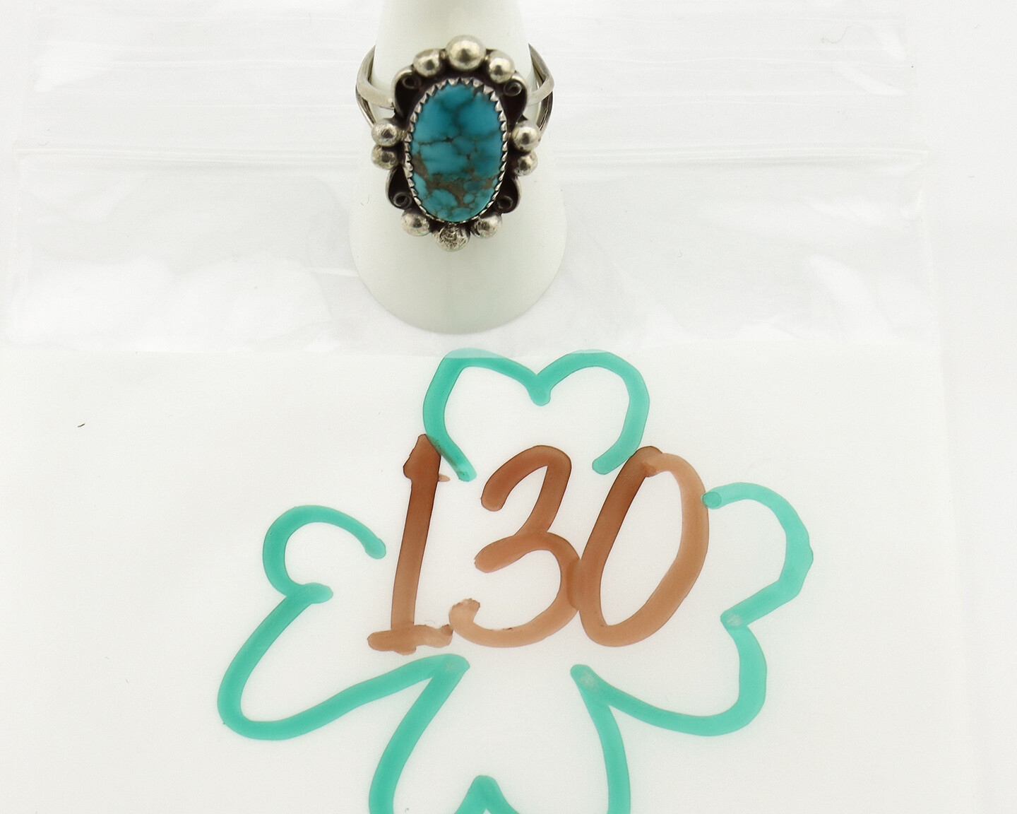 Navajo Ring .925 Silver Blue Spiderweb Turquoise Artist Signed Talhat C.90’s