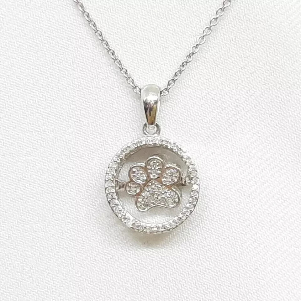 1.50Ct Round Lab Created Diamond Dog’s Paw Shape Pendant 14k White Gold Plated