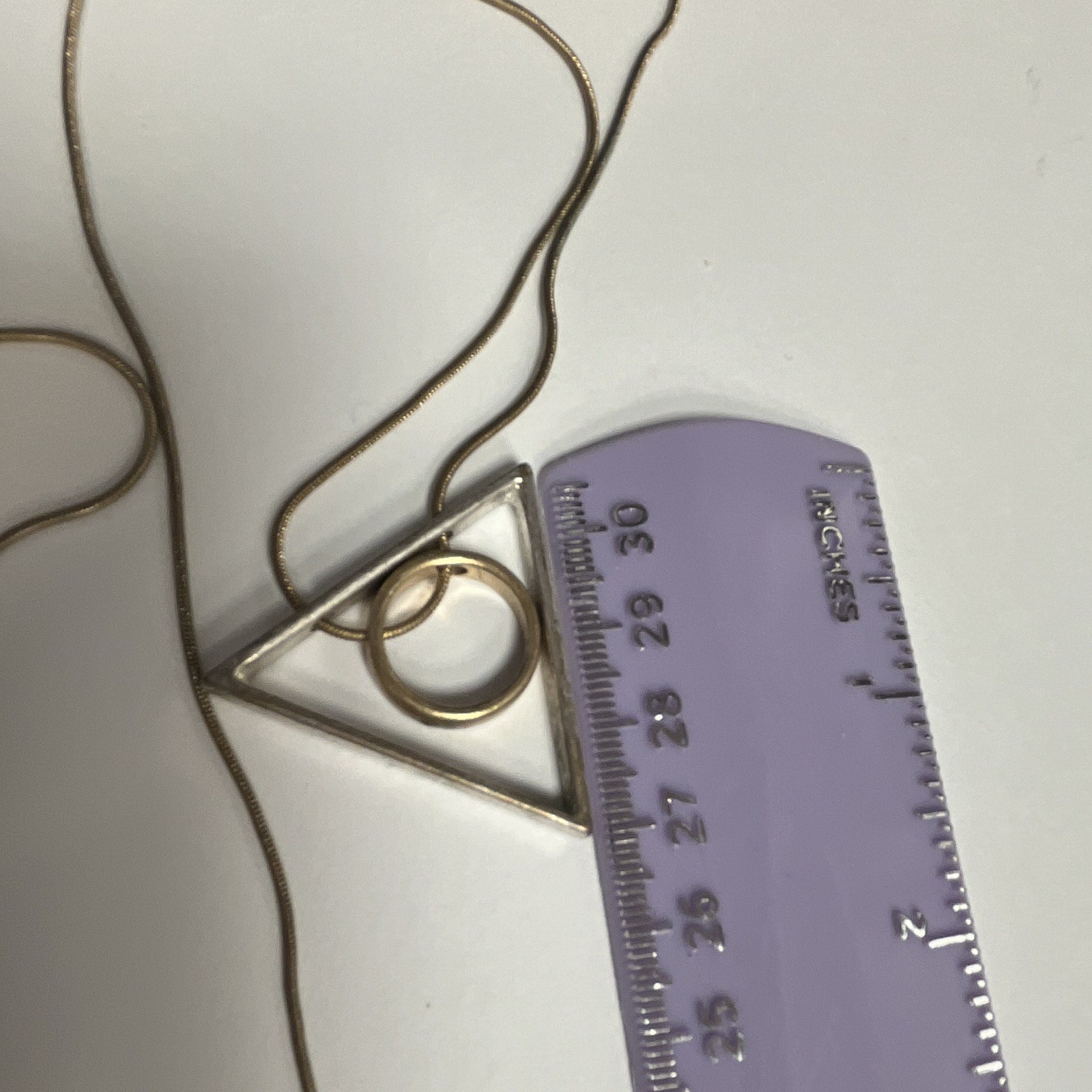 Gold Silver Tone Geometric Triangle Charm Pendant Snake Chain Lobster Adjustable