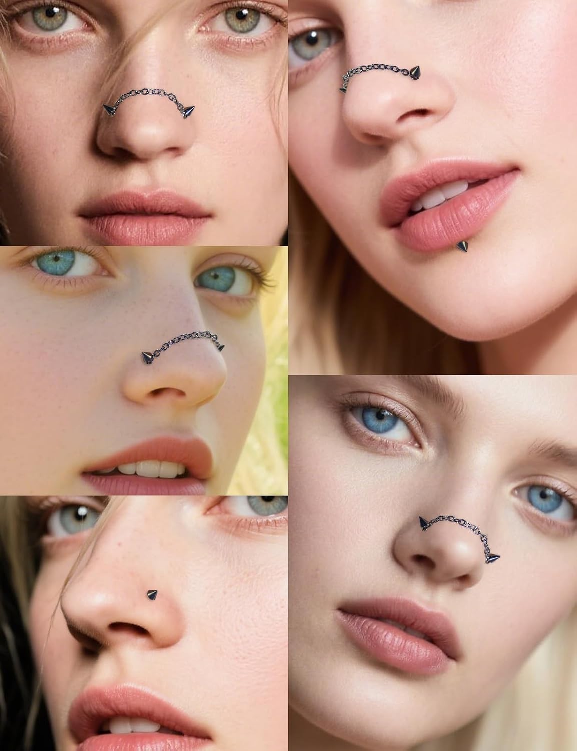20G 18G 16G Flat Back Earrings Nose Rings Studs Chain Piercing Surgical Steel…