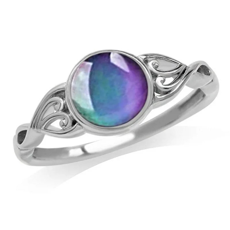 925 Silver Oval Mood Temperature Change Ring For Women Charm Wedding