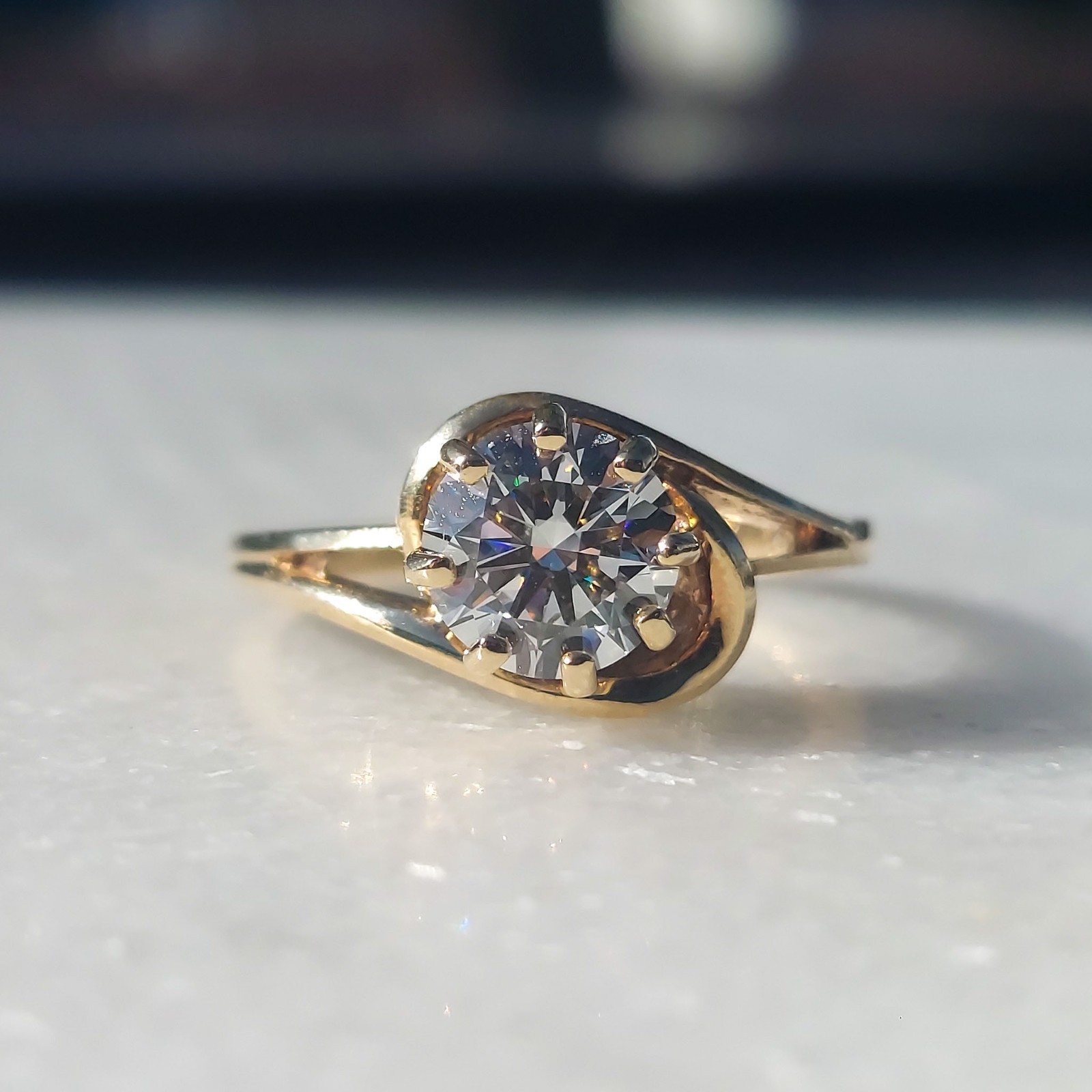Estate ring 10K Gold Vintage Ring, Size 7, 1.24 carat certified diamond.