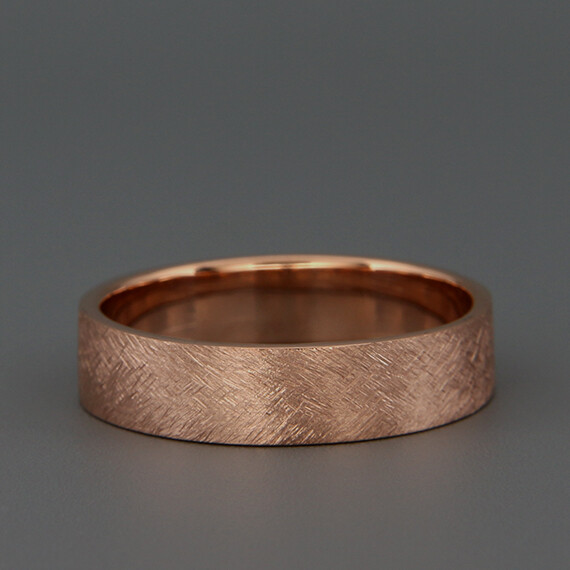 14K Rose Gold Rough Brushed Rustic Men Wedding Band | 3mm 4mm 5mm 6mm 7mm 8mm