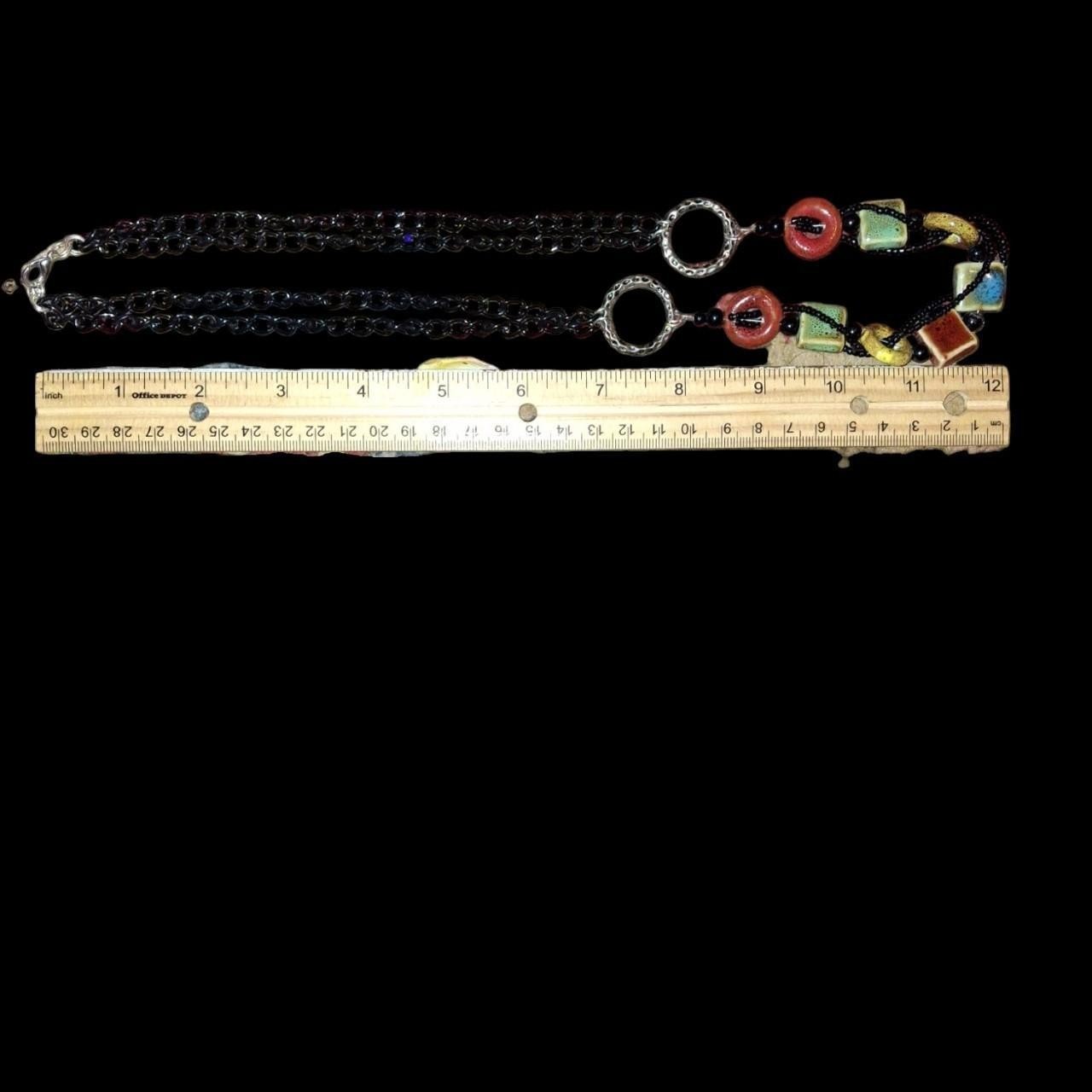 Multicolour ceramic beaded necklace with black chain #boho #festivalvibes
