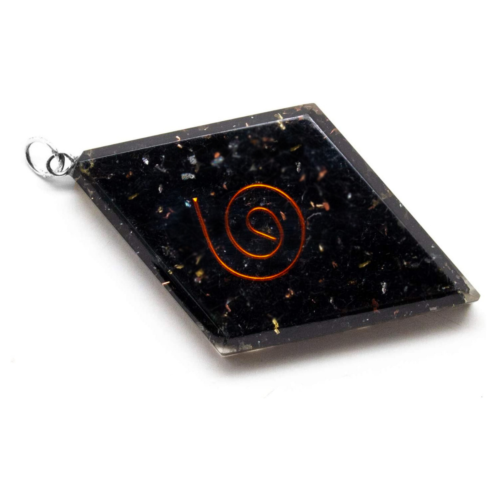 Black Tourmaline Orgone Energy Generator Pendant Handmade Orgonite Necklace