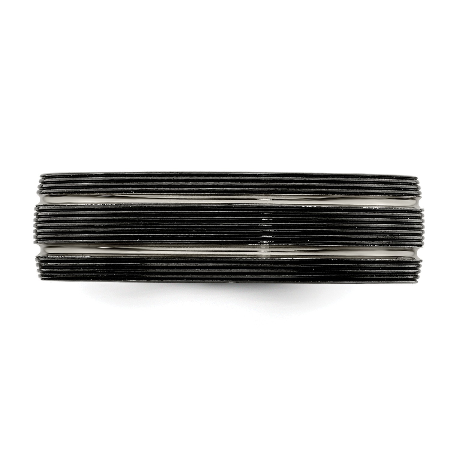 Edward Mirell Black Ti Titanium 7mm Grooved Lines Wedding Band Sizes 6 to 13