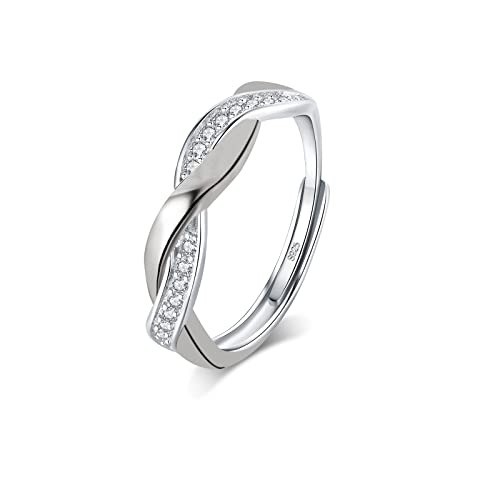 Elegant Adjustable 925 Silver Plated Ring – Cubic Zirconia Gift Box Included
