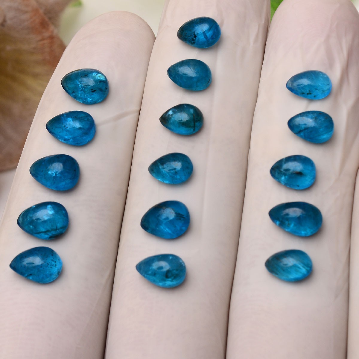 Set 15 Pcs Natural Apatite Untreated 7mm-8mm Pear Stunning Loose Gemstones Lot