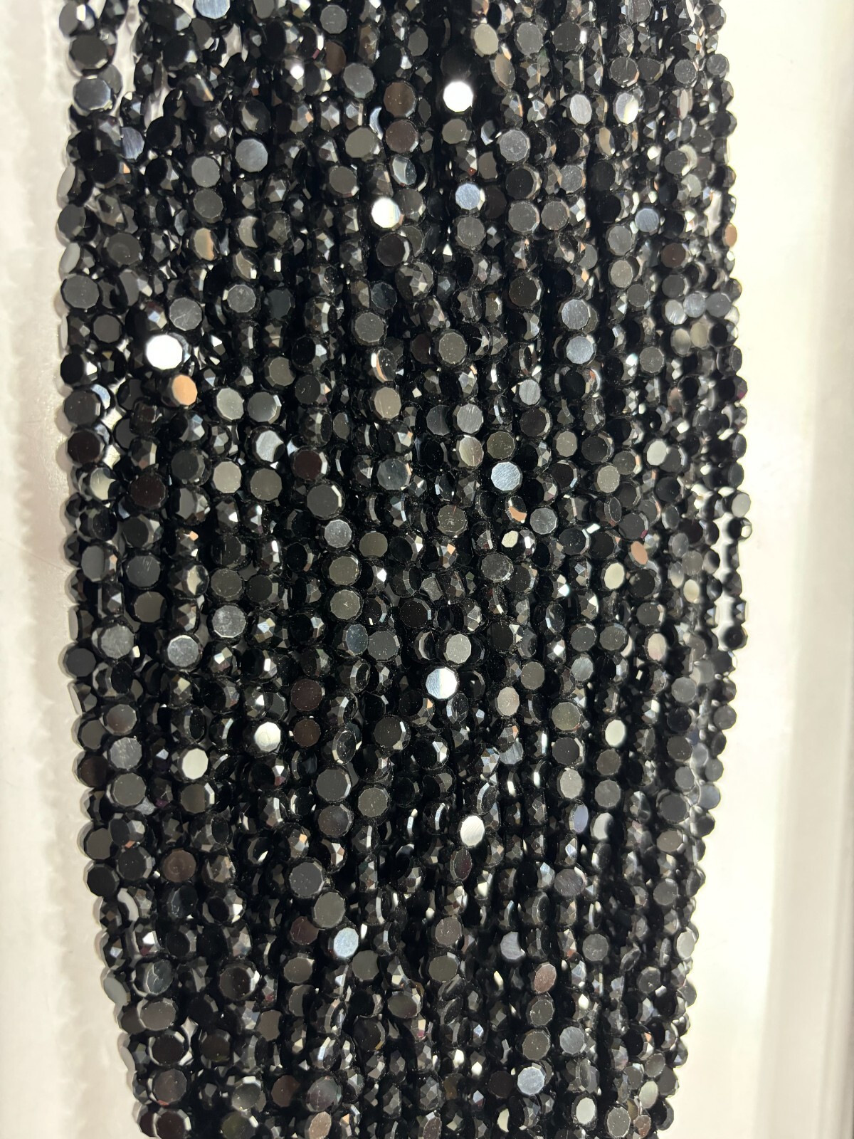 Black Onyx Coin Faceted 5.5-6 mm Gemstone Beads 12.5 Inch