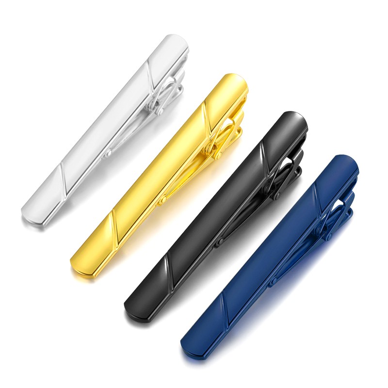 4PCS Mens Stainless Steel Tie Clip Necktie Bar Clasp Clamp Pin Gold Black Silver