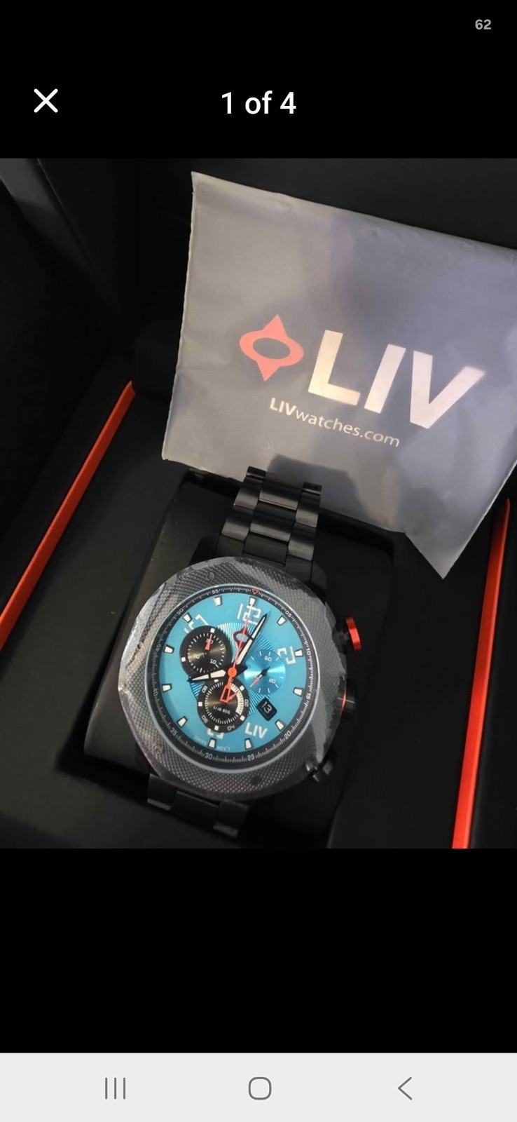 LIV Men’s Chronograph Quartz Watch Blue Dial Black Case 100m Box/Papers