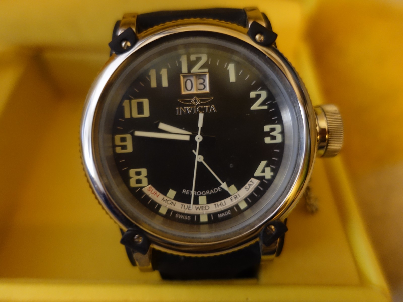 Invictaca Retrograde,Men’s Wristwatch, Big 45 mm, Complications.