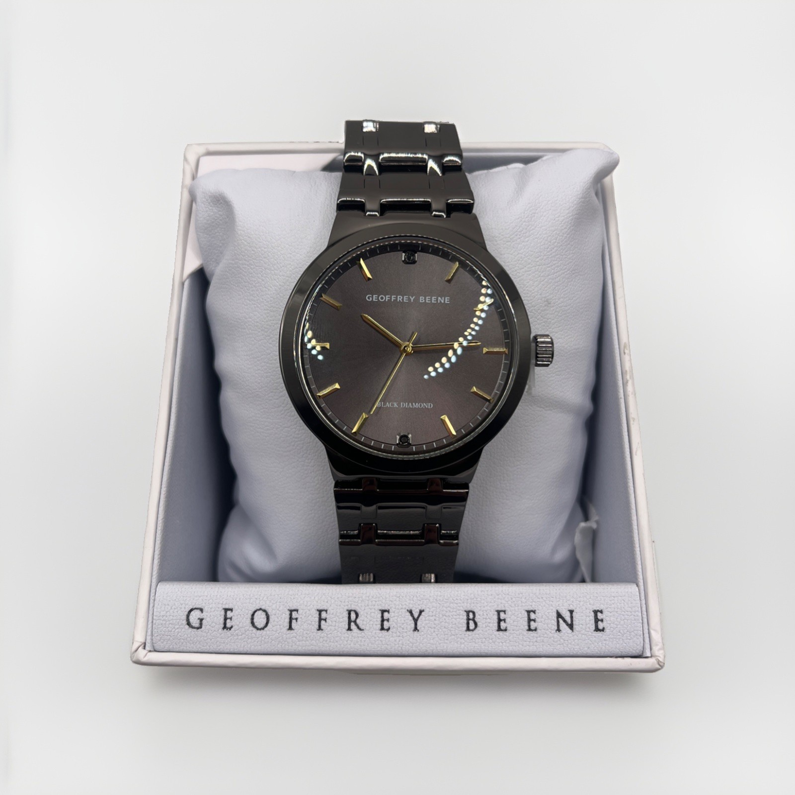 Geoffrey Beene Men’s Black Diamond Watch GBC0017GU Brand New