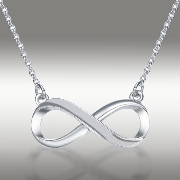Infinity Pendant Necklace Genuine 14k Solid White Gold & 16+2 Inches Chain Gift