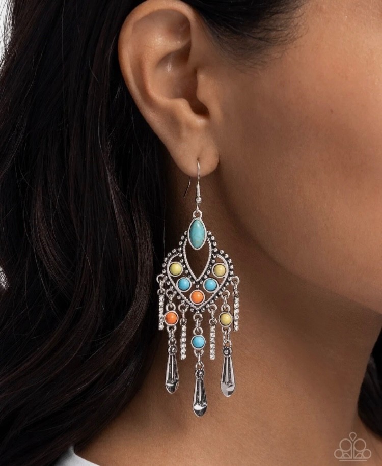 Paparazzi Naturally Vintage Multi Stone and Rhinstone Earrings