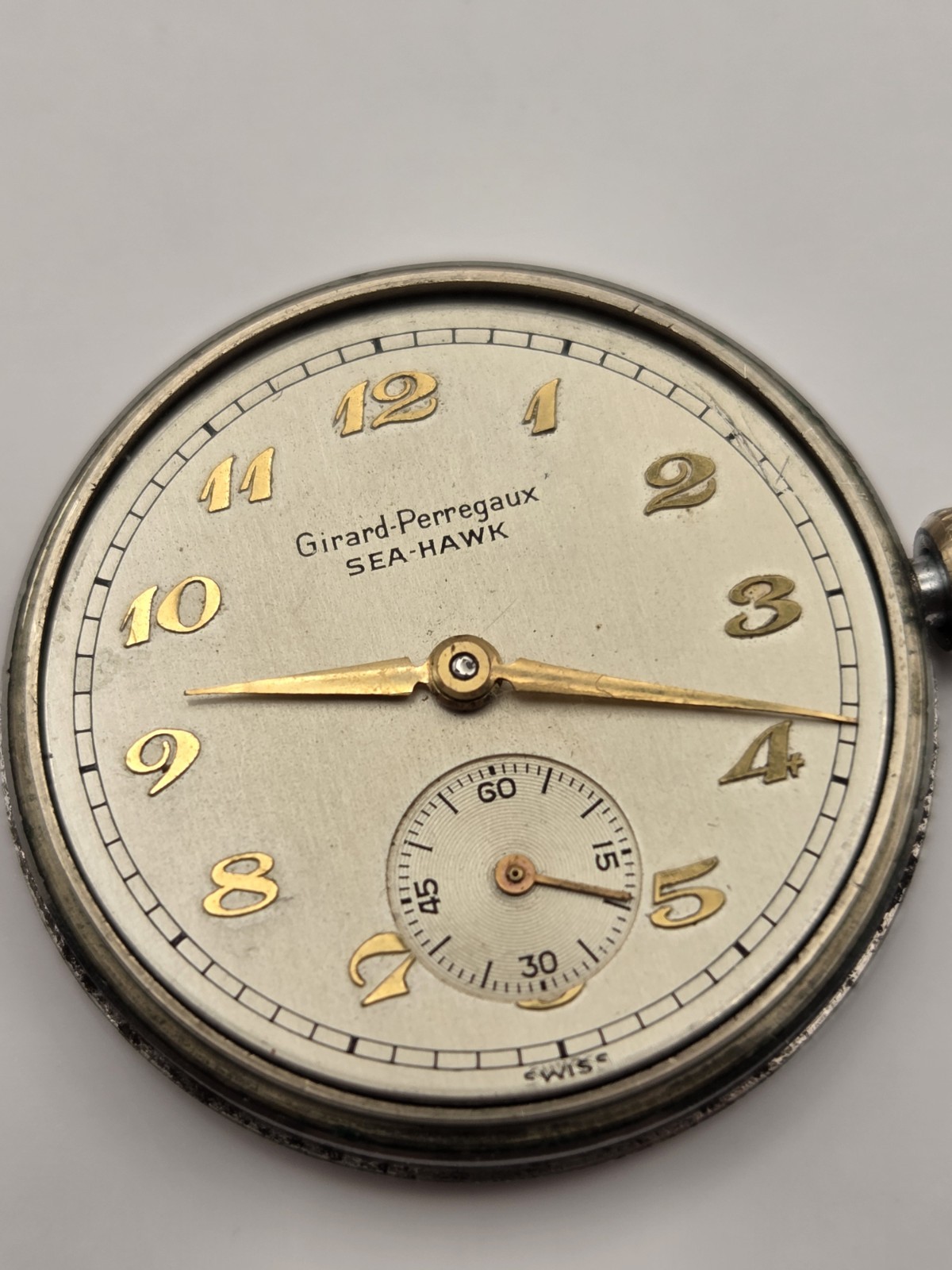 Vintage Girard Perregaux Sea Hawk Mechanical Watch 14k Gold Case/Steel Back 30mm