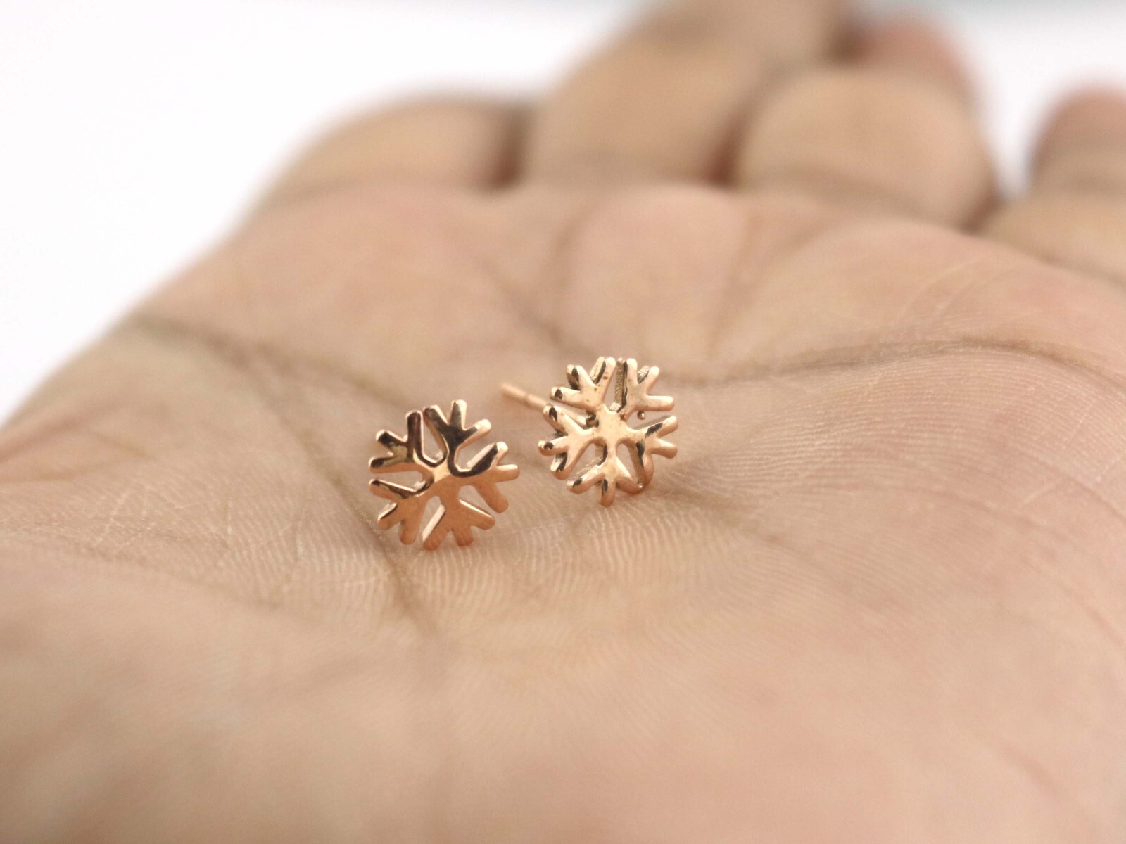 Snowflake Stud 925 Silver Rose Gold Dainty Earrings Birthday Graduation Gift