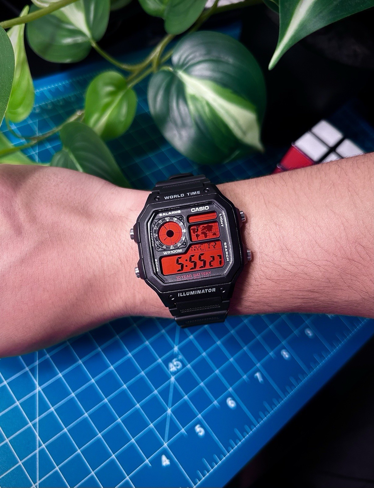 Red Casio Royale AE1200WH-1A Watch Custom Mod