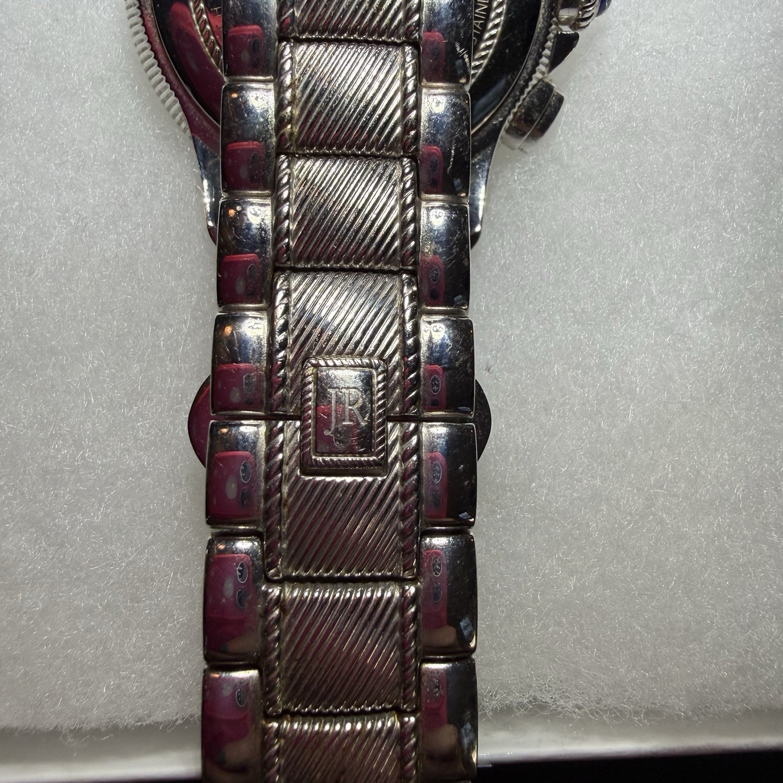 Judith Ripka stainless steel chronograph watch with Mother-of-Pearl dial