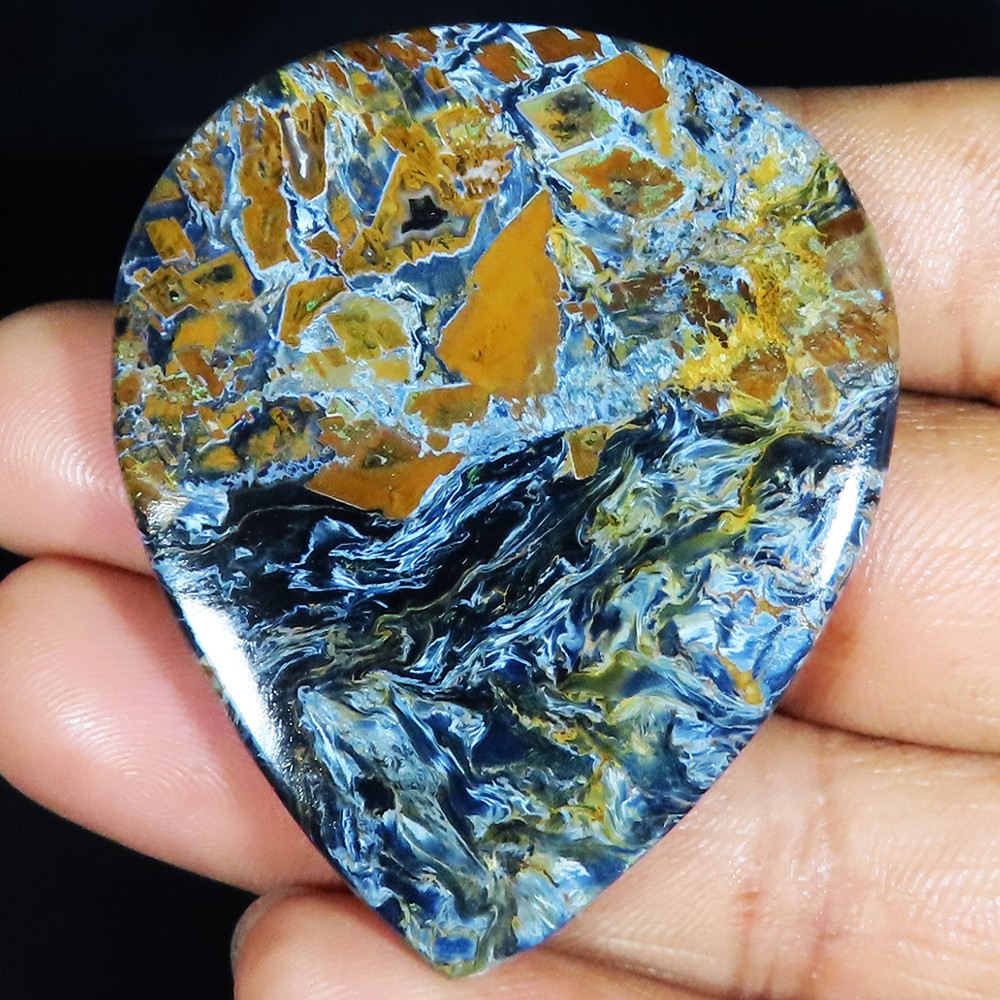 100% Natural PIETERSITE Pear Cabochon Loose Gemstone 101.70 Cts 44x53x5 mm YU339