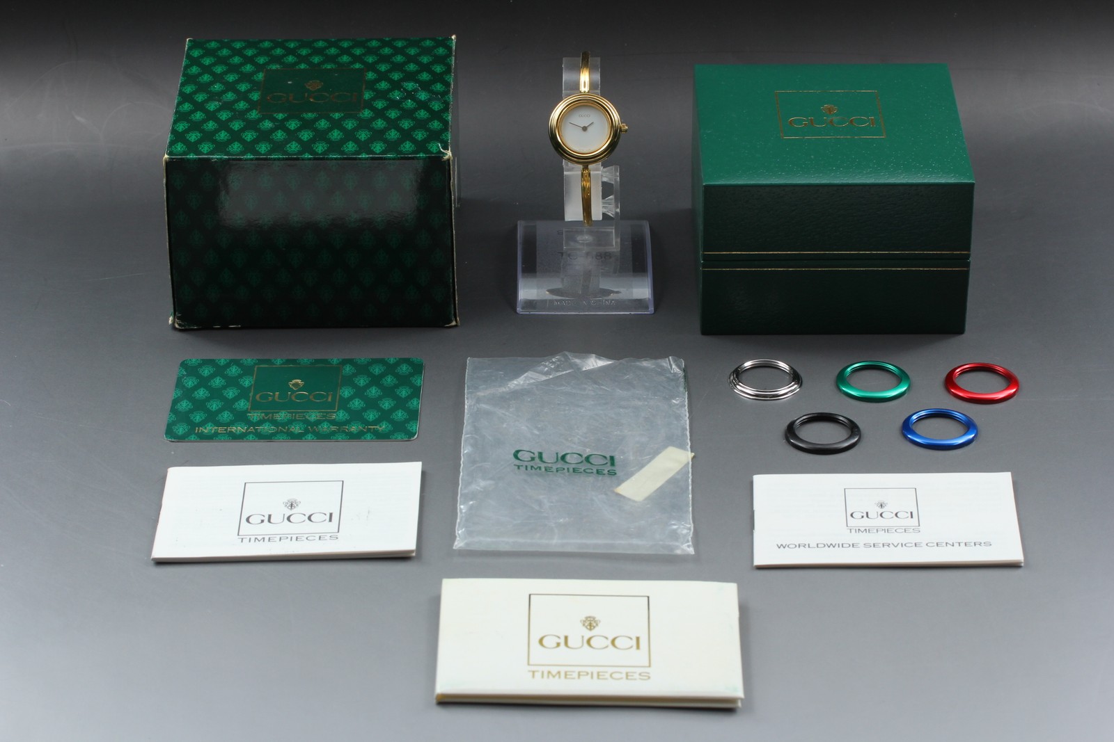 Full Set [Near MINT] Vintage GUCCI Change Bezel 11/12.2 6 Colors Women’s Watch