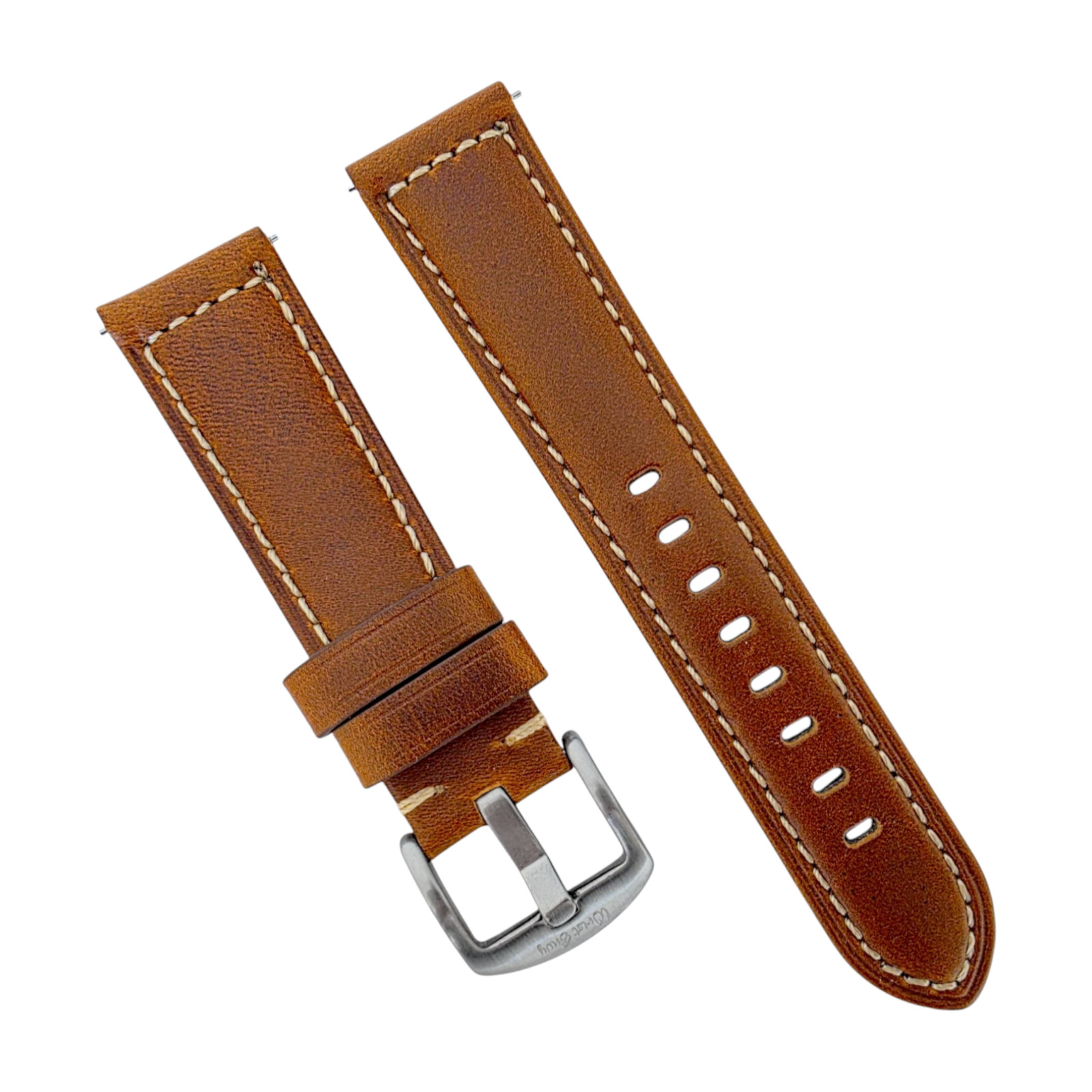 Vegetable Tanned Cracked Leather Watch Strap Band Top Grain Two Mens 20mm 22mm