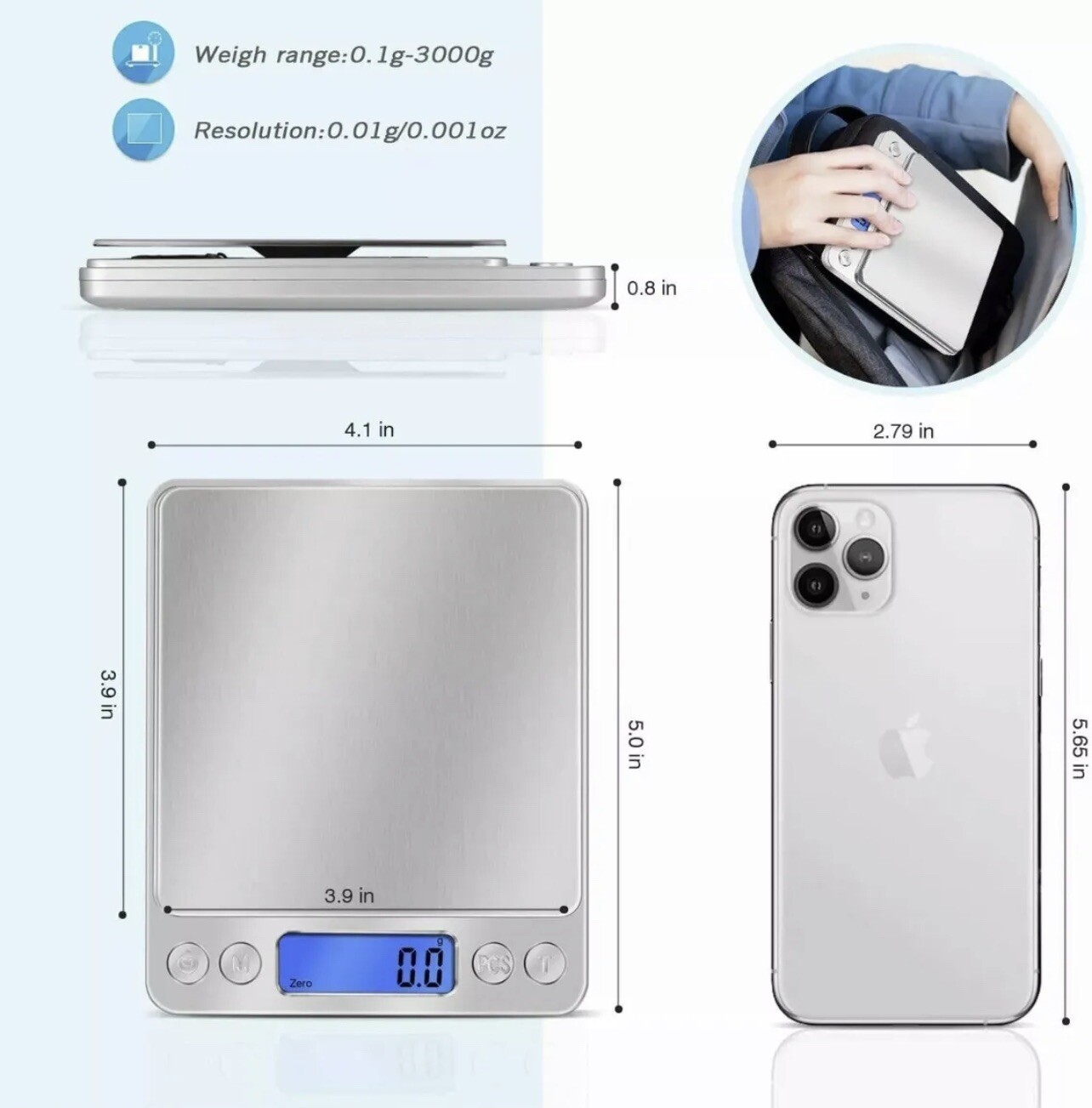 Digital Weighing Scale 0.1 Grams To 3000 Grams. Great For Kitchen And Jewellry