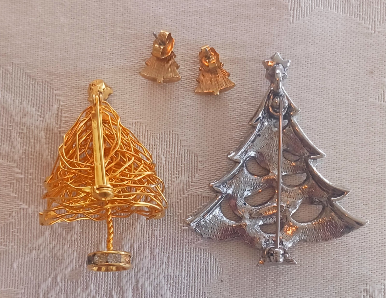 Estate Christmas Tree Brooches ~ TRIFARI CROWN ~ART ARTHUR ~GERRYS AVON ~ WIRE +