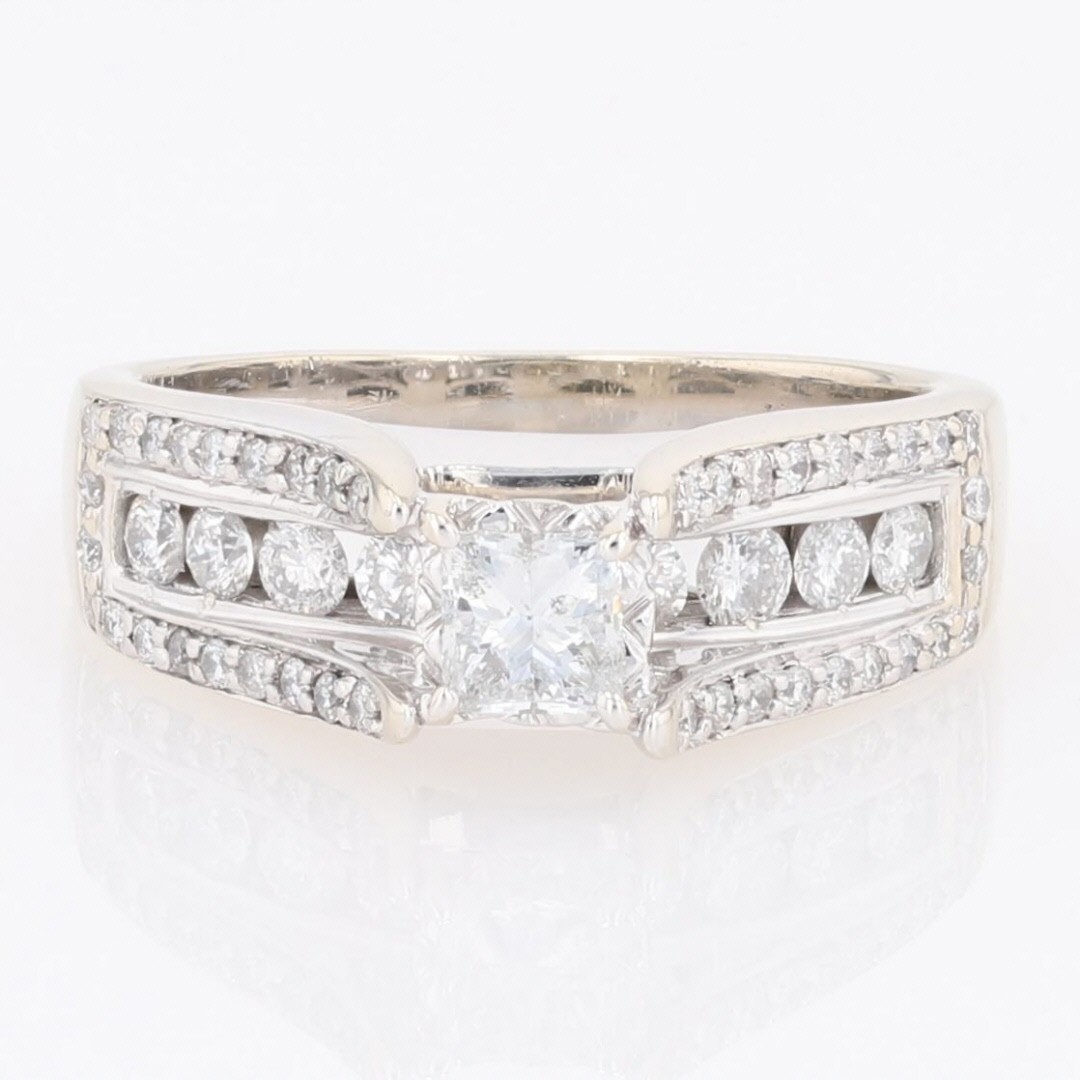 .92ctw Princess Cut Diamond with Accents Engagement Ring 14k White Gold Size 7