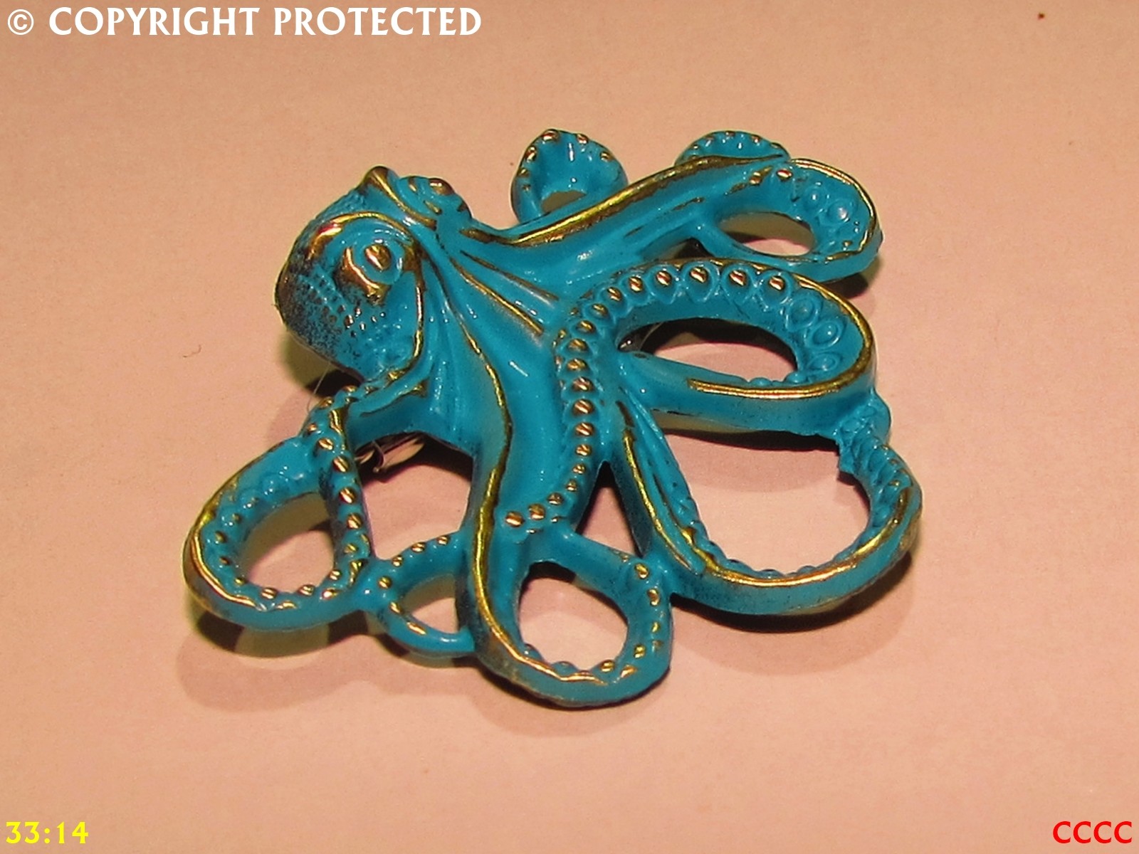 steampunk brooch badge octopus aqua teal turquoise kraken pirate black sails