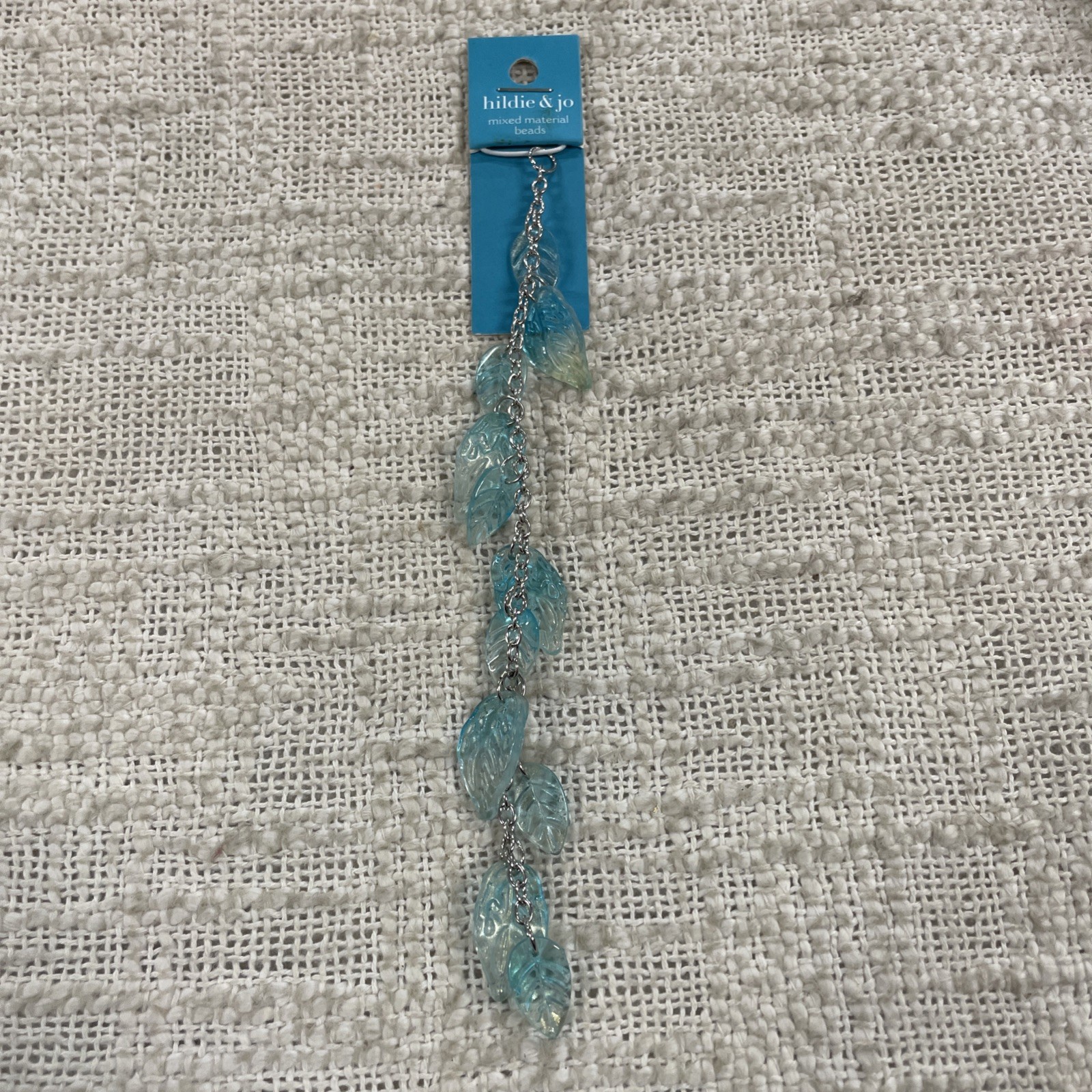 Hildie & Jo Mixed Material Beaded Silver Toned Blue Leaf Chain Bracelet