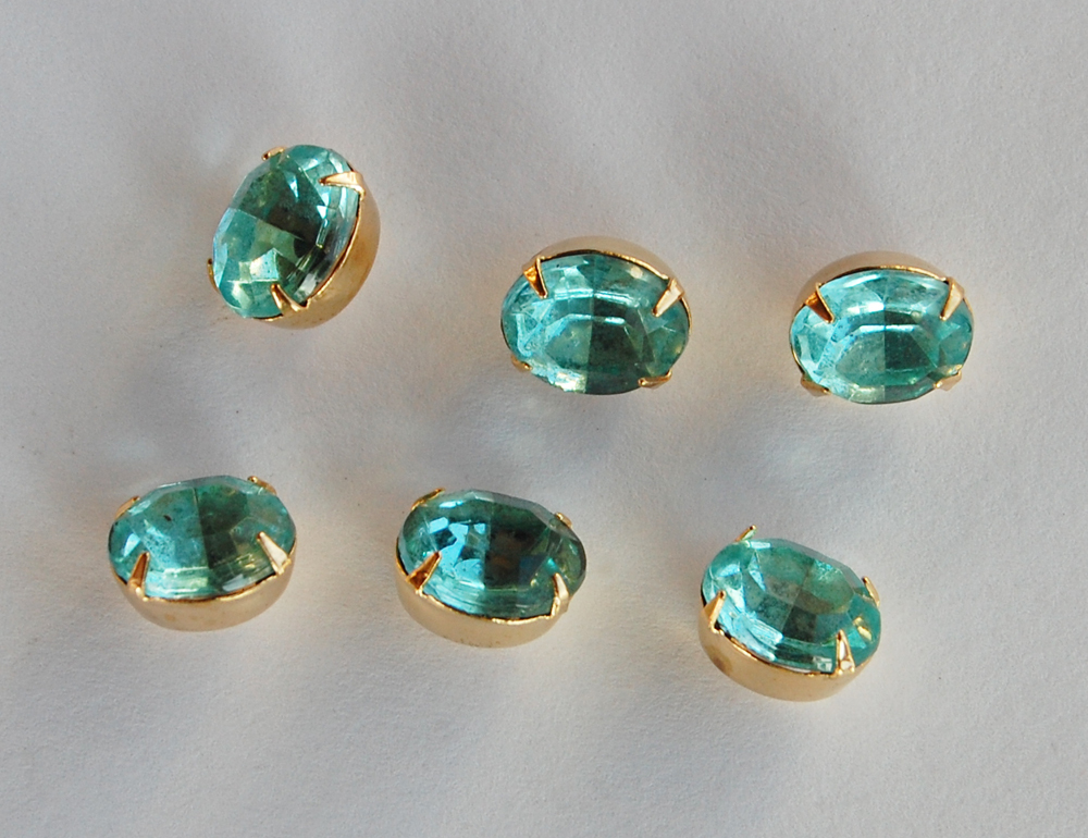 VINTAGE GLASS OVAL BUTTONS 6 in BRASS SETTINGS 8×10 • ASSORTED COLORS