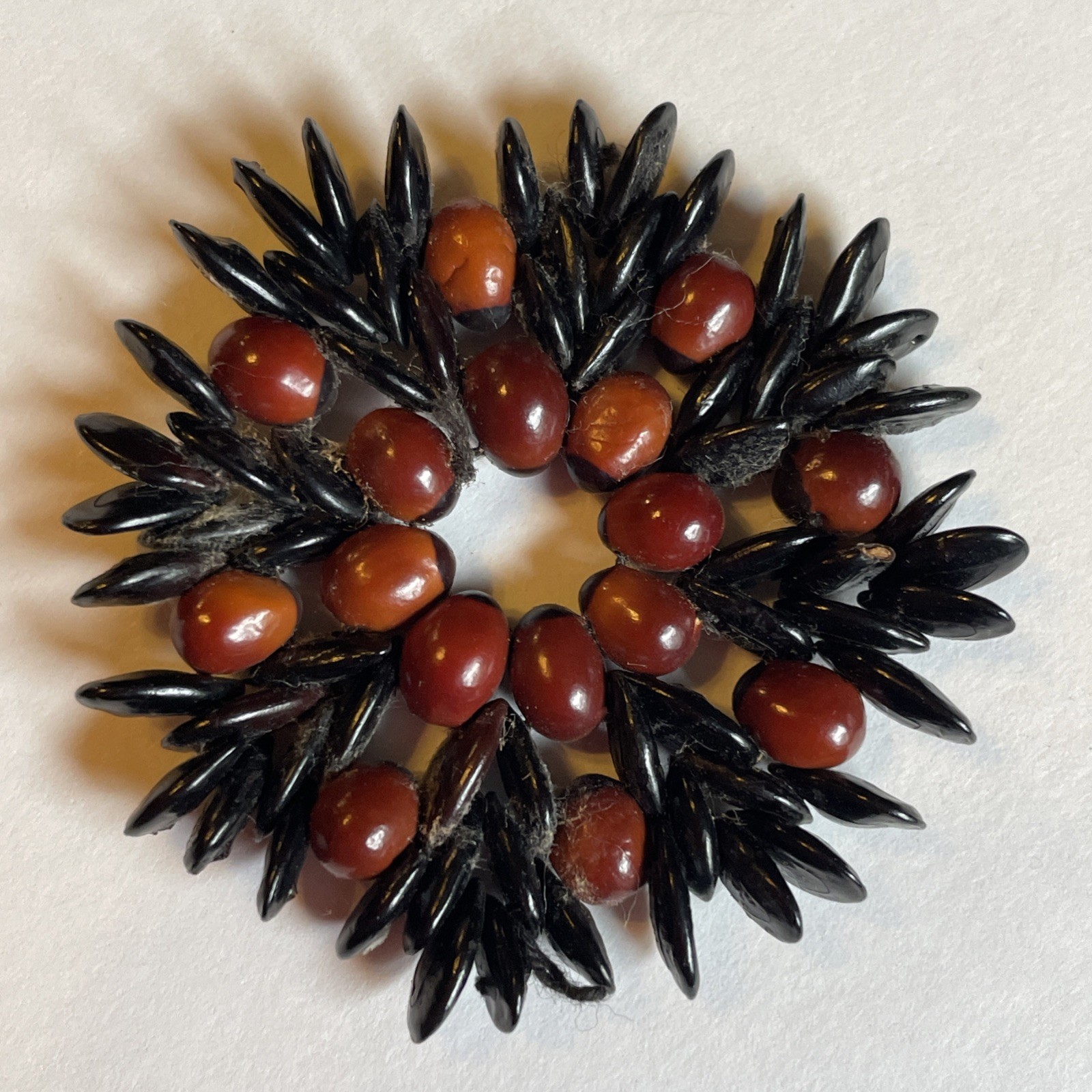 Vintage Beaded Medallion Pendant Seed Beads Decor as Pictured Maybe Apple?